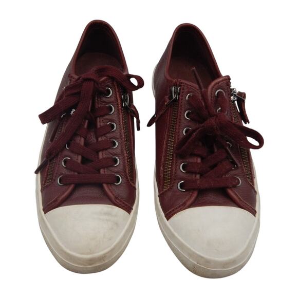 Coach Shoes - Coach Empire Zipper Leather Sneakers Shoes Burgundy Size 7.5B